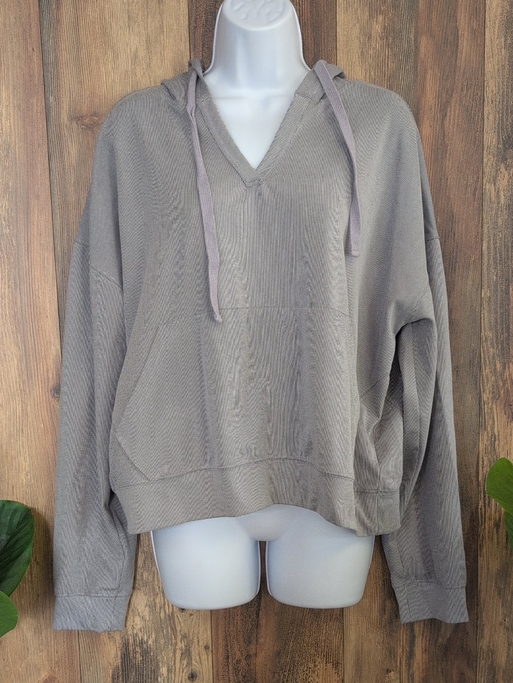Thread & Supply V-Neck Hooded Pullover Sweatshirt Hoodie 1X          T190